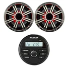 Kicker Marine Gauge Bluetooth Radio, 2X 6.5" 195W Led Speakers, Silver Grilles. Fixed Price $298.99.