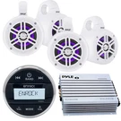 Enrock Marine Gauge Receiver, 4X Pyle 4" 300W Bluetooth Led Speakers W/amplifier. Fixed Price $362.99.