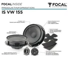 Focal ISVW155 Inside 2-WAY Compo 15.5 Cm For Volkswagen Vw, Seat, Skoda Vehicle.. Fixed Price $170.12.