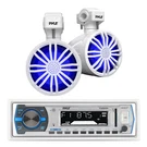 Pyle Marine Receiver, 2X 3.5" Bluetooth Led Off-road White Speakers W/remote. Fixed Price $129.49.