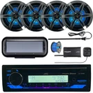 Marine Bluetooth Usb Aux Radio + Tuner & Accessories, 4X Led Speakers (chrome). Fixed Price $435.99.