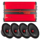 DS18 4X X8.4BM 8" Midrange 2200W Ohm Speakers W/ Red 3000W Channel Amplifier. Fixed Price $599.95.