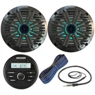 Kicker KMC2 Gauge Stereo Receiver, 2X 6.5" Led Speaker W/grilles, Wire, Antenna. Fixed Price $369.95.