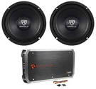 (2) Rockville RM64PRO 6.5" Mid-bass Midrange Car SPEAKERS+4-CHANNEL Amplifier. Fixed Price $182.85.