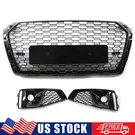 Gloss Black Front Bumper Grille Fog Light Cover For 2019 Audi A4 S-line S4. Fixed Price $119.99.
