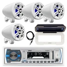 Pyle Marine Bluetooth Radio, 4X 4" 150W Off-road White Speakers, Cover, Antenna. Fixed Price $159.49.