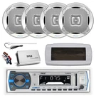 Pyle Bluetooth Marine Radio,cover,antenna,amp W/kit, 4X 6.5" 400W Silver Speaker. Fixed Price $266.49.
