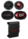 2 Boss CH6530 6.5" 300W & CH6930 6X9" 400W 3-WAY Speakers R1004 Amp. Fixed Price $131.99.