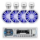 Pyle Marine Receiver, 4X 3.5" 40W Bluetooth Led Off-road White Speakers W/remote. Fixed Price $147.99.