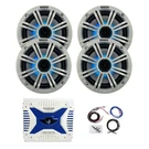 4X Kicker 6.5" 195W Marine Led Speakers, White Grille, Bluetooth Amplifier W/kit. Fixed Price $443.99.