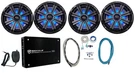 (4) Kicker 45KM84L 8" 1200W Marine Boat Speakers W/ LED'S+4-CH Amplifier+amp Kit. Fixed Price $594.21.