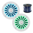 2-6.5" Enrockmarine 200W White Speakers Multi-color Led Lights, Remote, 50' Wire. Fixed Price $84.99.