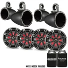 Kicker 8" Blackcharcoal Wake Tower Led Marine Speakers 2-PAIRS. Fixed Price $1241.90.