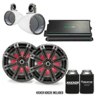 Kicker 8" Whitecharcoal Wake Tower Led Marine Speakers 300 Watt Amp. Fixed Price $689.99.