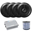 Pyle PLMR67B 6.5'' 120W Max Black Speaker (qty 4) W/wire, Bluetooth Amplifier. Fixed Price $140.99.