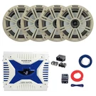 4X Kicker 6.5" 195W Marine Speakers, White Grilles, Amp W/kit, Quick Connect. Fixed Price $421.99.