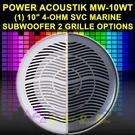 (1) Power Acoustik MW-10WT 10" White Titanium Boat Utv Marine Subwoofer 600 Watt. Fixed Price $33.33.