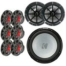 6X Kicker 6.5" 195 Speakers Grilles, With 2X 8" 300 Watt Audio. Fixed Price $884.85.