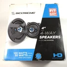 Scosche HD4004SD 4-WAY Speaker Set W/120W PEAK/30 New Open Box. Fixed Price $15.50.