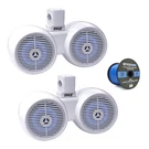 2X Pyle 8" 300W Full Range Marine Led Dual Wakeboard Tower White Speakers W/wire. Fixed Price $259.49.