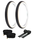 Two Pro+ Tires 26X 2.125 White Wall W/yellow Line Brick Tread W/tubes & Rimstrip. Fixed Price $45.49.
