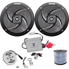 2X Pyle PLMRS4B 4" 100W Stereo SPEAKERS,600W 2-CH Amplifier, Wire. Fixed Price $128.49.