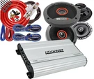 4X Mb Quart FKB116 6.5" 3-WAY Speakers + Audiobank P1004 Amplifier Kit. Fixed Price $189.99.