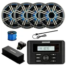 Kicker KMC3 Marine Bt Radio, 4X 6.5" 195W Led Speaker, Silver Grille,extras. Fixed Price $849.90.