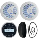 6.5" Led White Speakers, Enrock Round Bluetooth Am Fm Receiver, Antenna, Cover. Fixed Price $155.49.