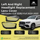 20-23 Mercedes GLE53 GLE63 Left Right Headlight Lens Cover Oe Quality Adaptive. Fixed Price $169.99.